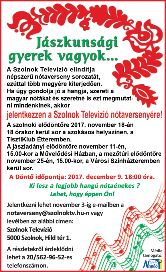 Jelentkezzen a Szolnok Televízió nótaversenyére!