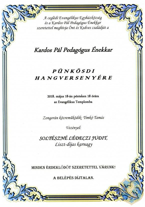 A Kardos Pál Pedagógus Énekkar Pünkösdi hangversenye 2018.