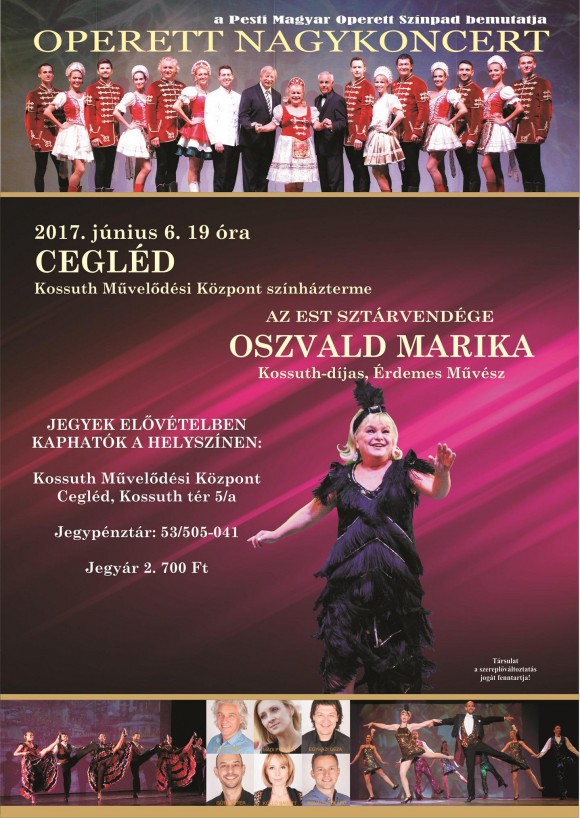 Operett Nagykoncert a Kossuth Művelődési Központ színháztermében