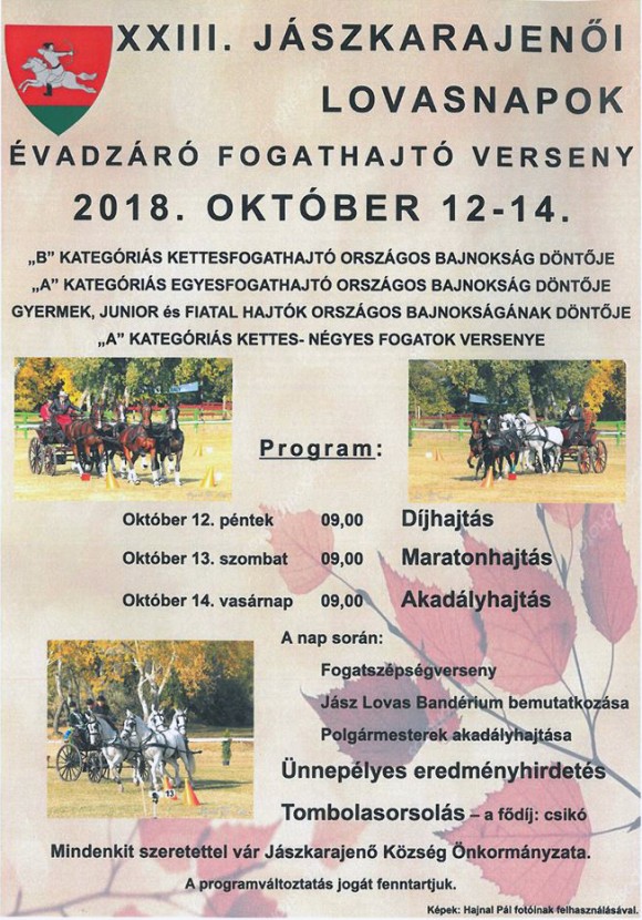 Jászkarajenői lovasnapok 2018. október 12-14.