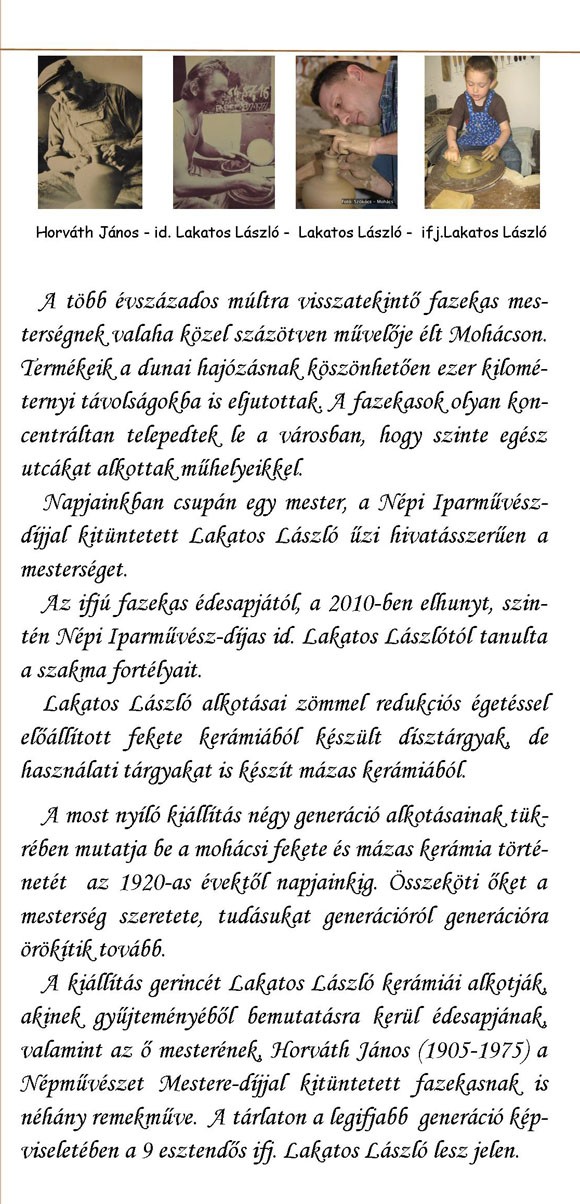 Lakatos László fazekas, népi iparművész kiállítása a Ceglédi Galériában