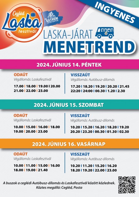 Laskajárat menetrend