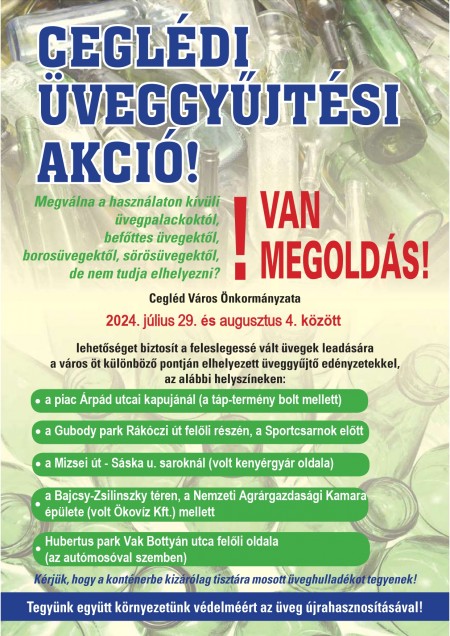 Ceglédi üveggyűjtési akció