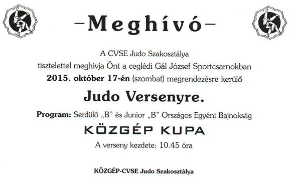 JUDO VERSENY - KÖZGÉP KUPA 2015.október 17.