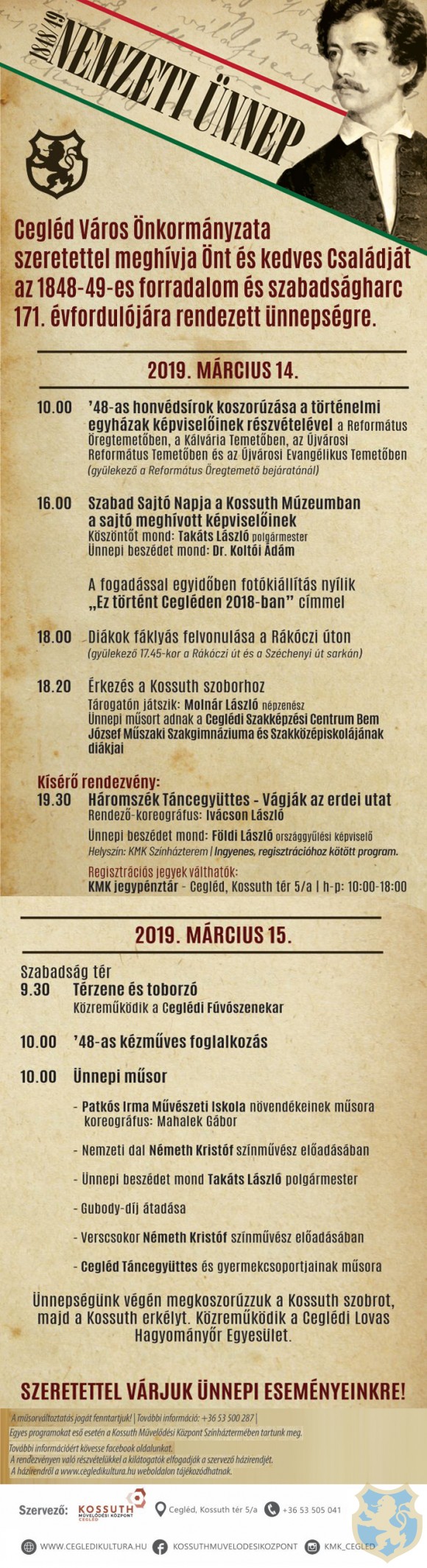 Meghívó az 1948-49-es forradalom és szabadságharc 171. évfordulójára rendezett ünnepségre