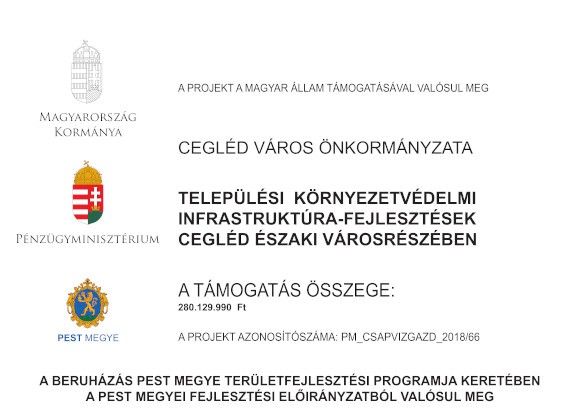 Települési környezetvédelmi infrastruktúra fejlesztések Cegléd északi városrészében plakát